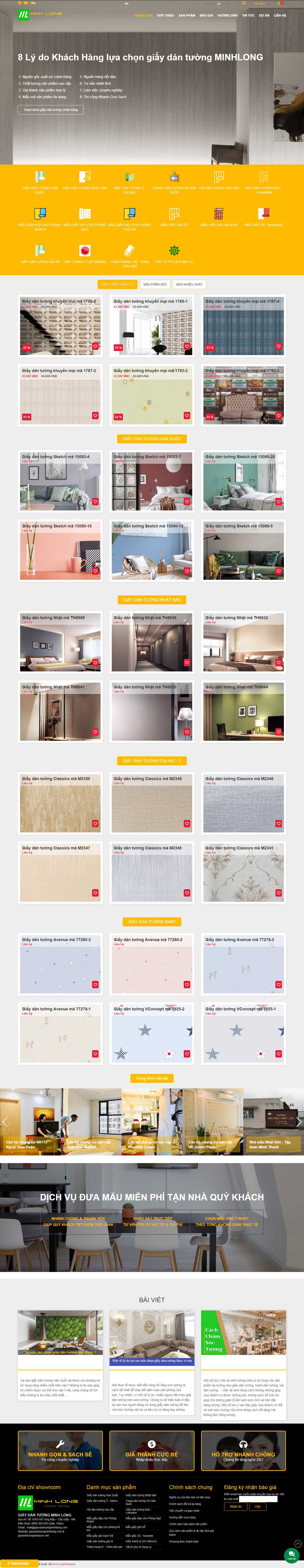 Thiết kế Web giấy dán tường cao cấp giaydantuongminhlong.com