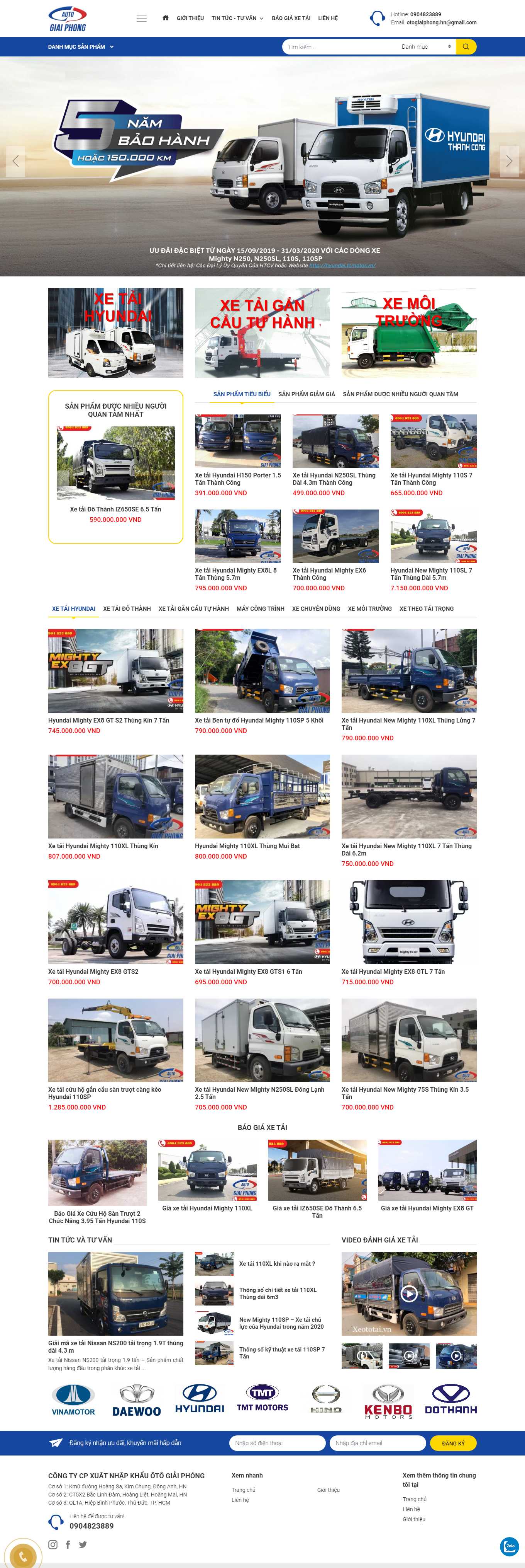 Thiết kế Web máy xúc, cần cẩu, máy công trình otogiaiphong.com