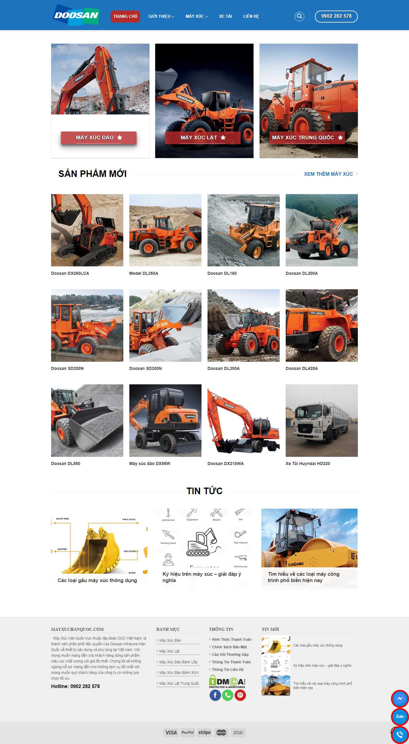 Thiết kế Web máy xúc, cần cẩu, máy công trình mayxuchanquoc.com