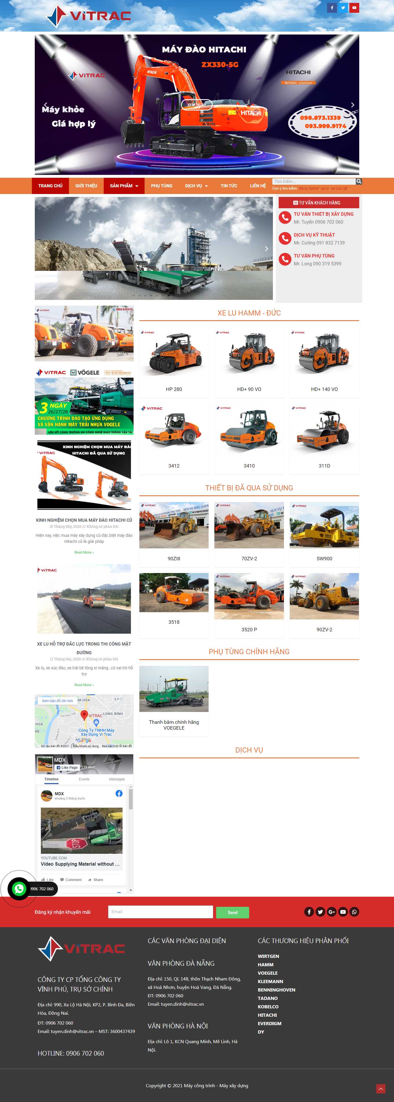 Thiết kế Web máy xúc, cần cẩu, máy công trình mdx-maycongtrinh.com