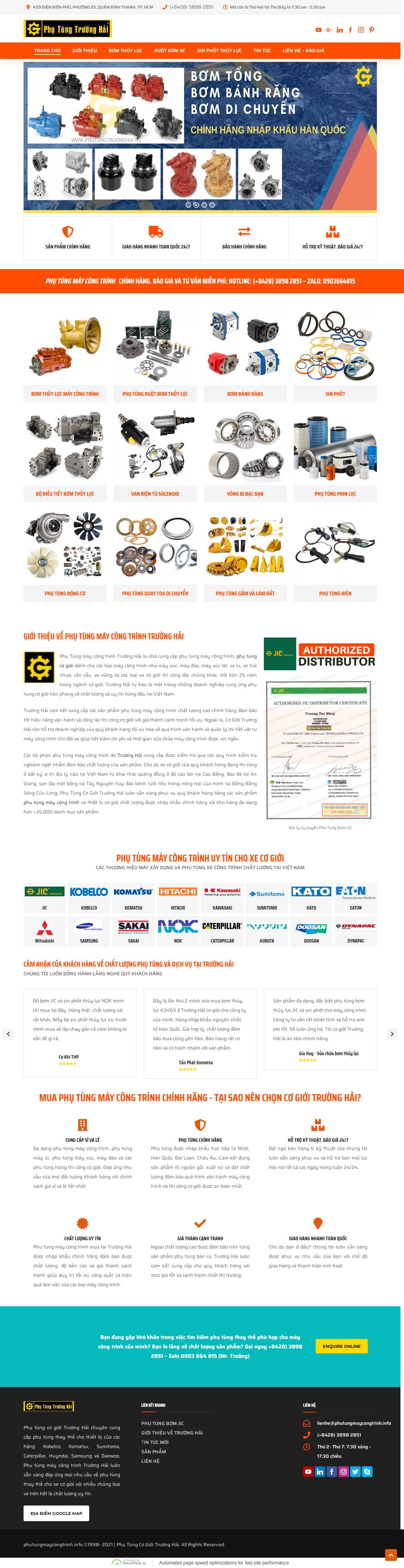 Thiết kế Web máy xúc, cần cẩu, máy công trình phutungmaycongtrinh.info