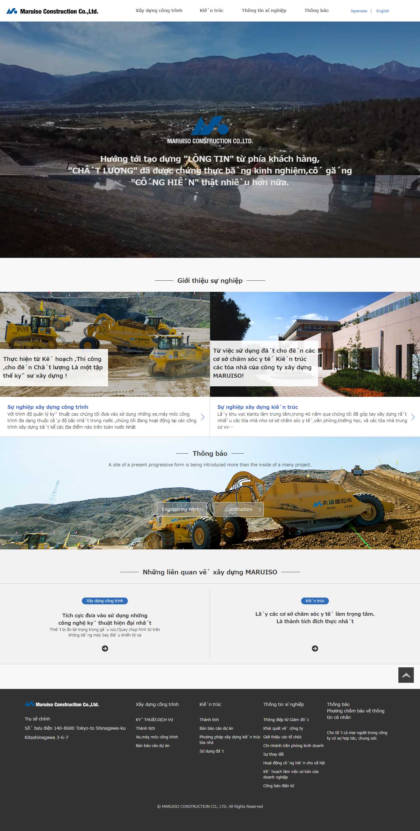 Thiết kế Web máy xúc, cần cẩu, máy công trình maruiso.com