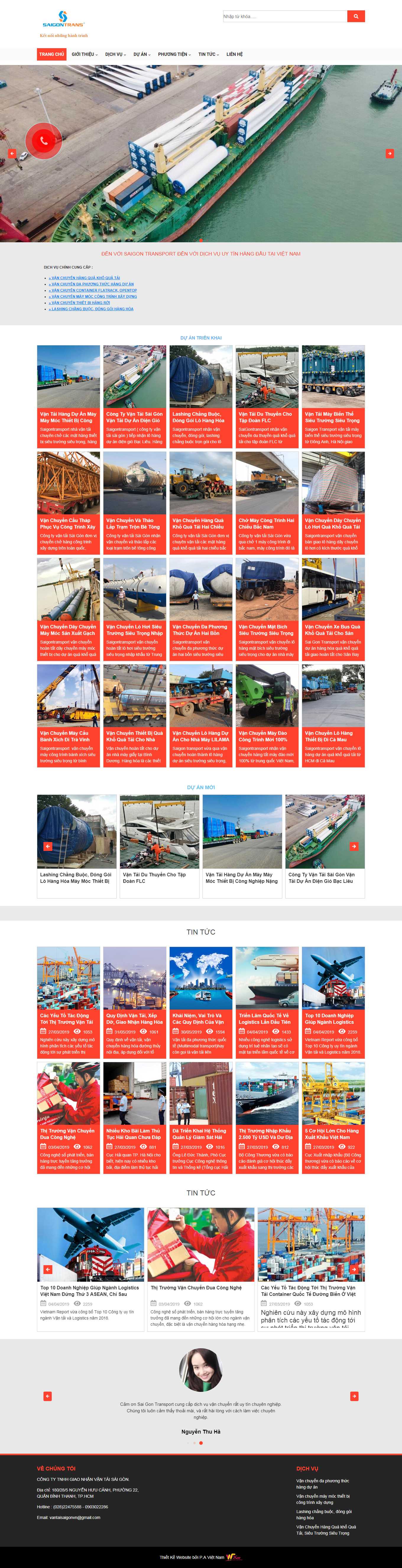 Thiết kế Web máy xúc, cần cẩu, máy công trình saigontransport.com.vn