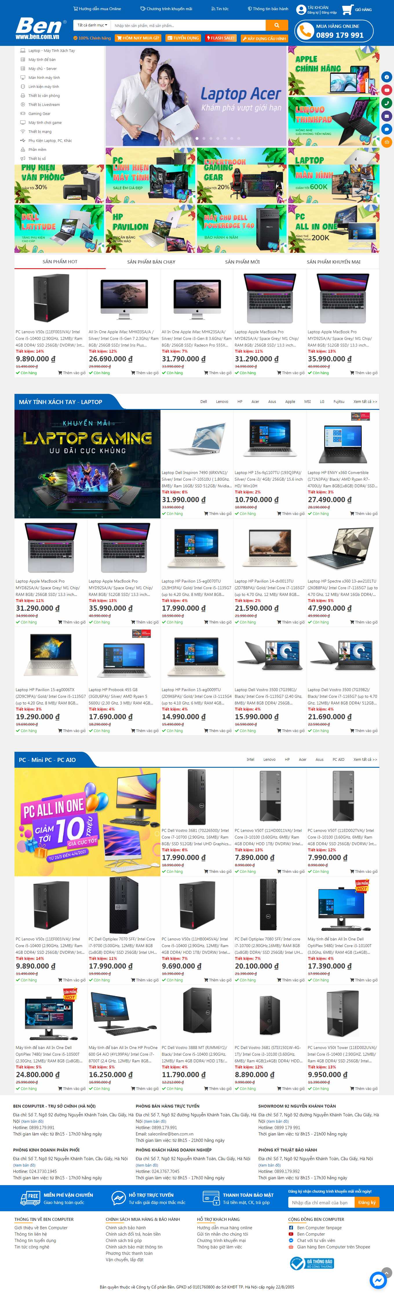 Thiết kế Web bán máy in, máy photocopy ben.com.vn