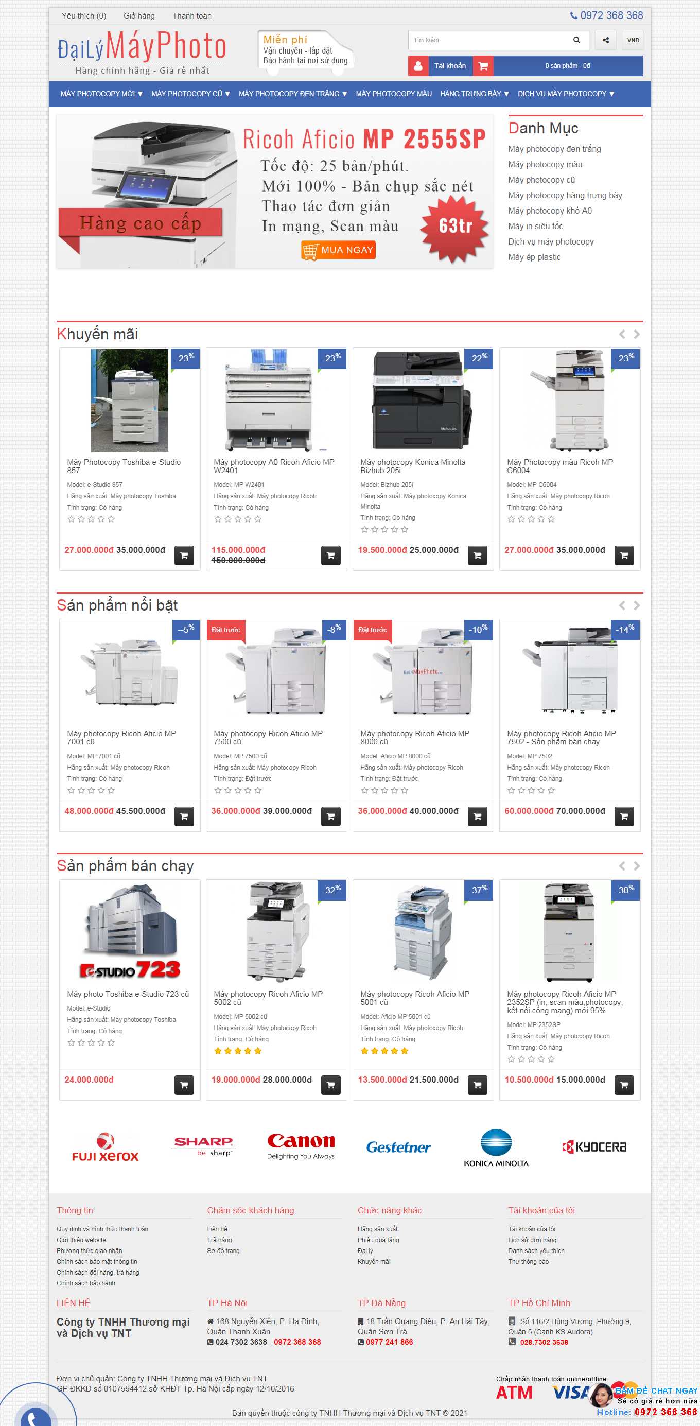 Thiết kế Web bán máy in, máy photocopy dailymayphoto.vn