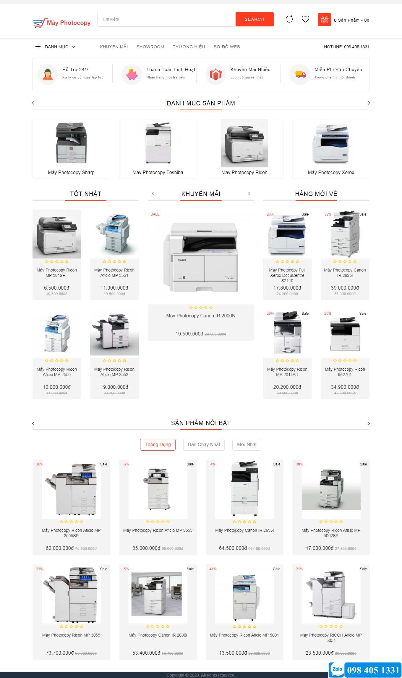 Thiết kế Web bán máy in, máy photocopy mayphotoquangminhgiatot.shop