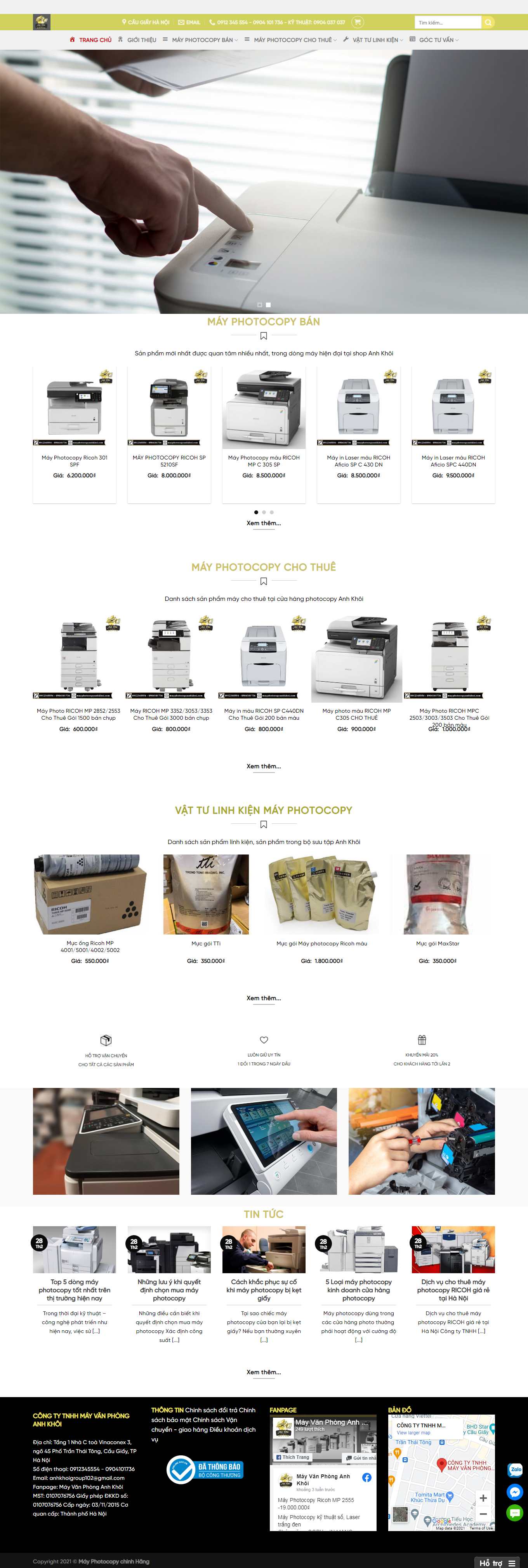 Thiết kế Web bán máy in, máy photocopy mayphotocopyanhkhoi.com