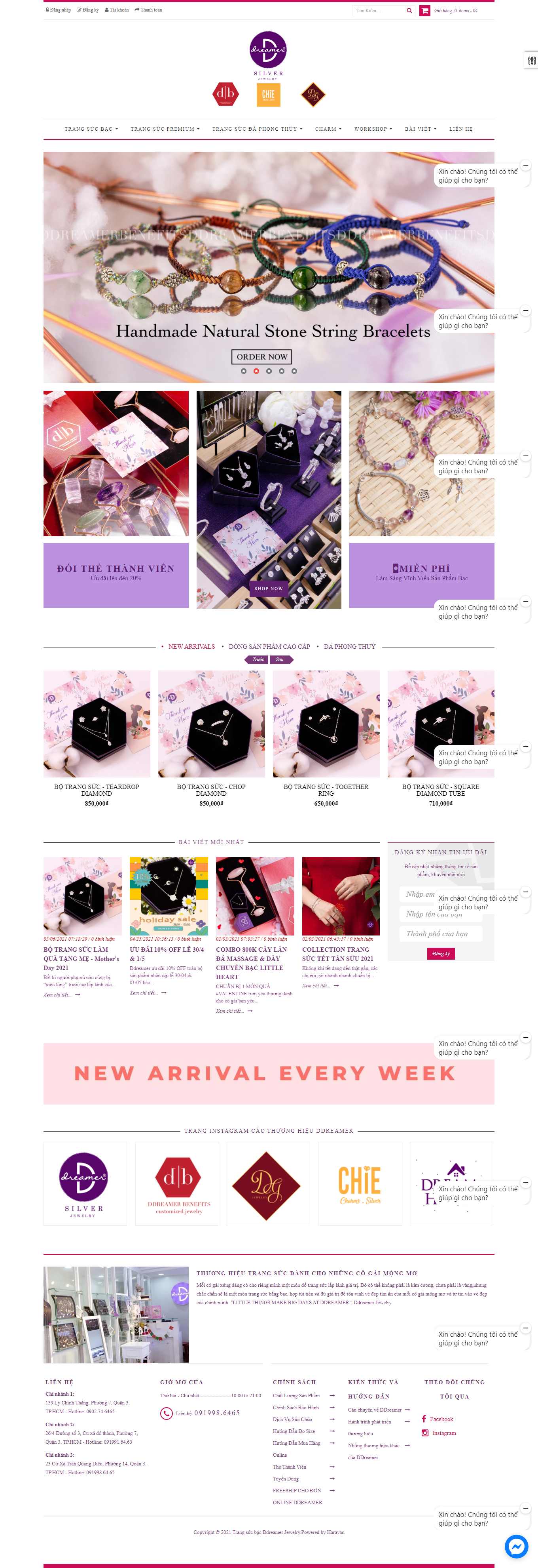 Thiết kế Web vàng bạc, đá quý, trang sức ddreamer.vn