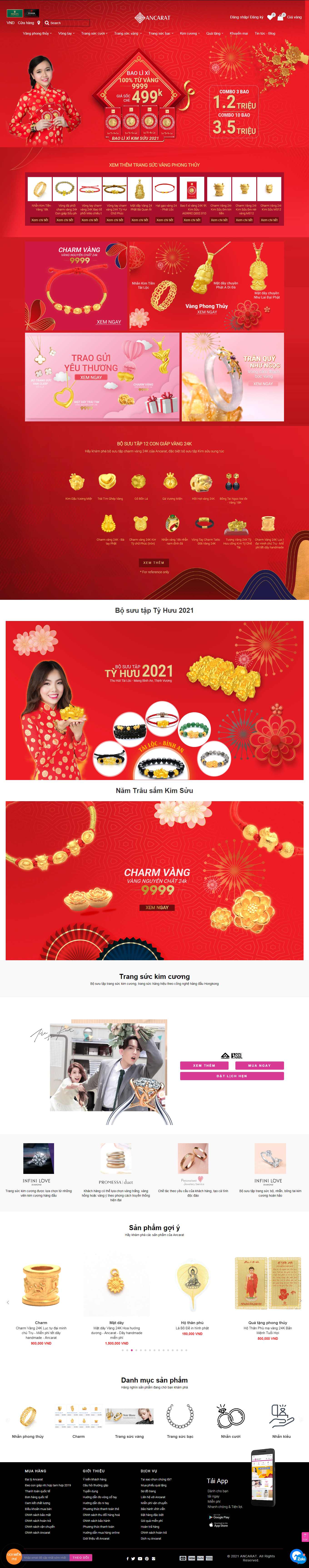Thiết kế Web vàng bạc, đá quý, trang sức ancarat.com