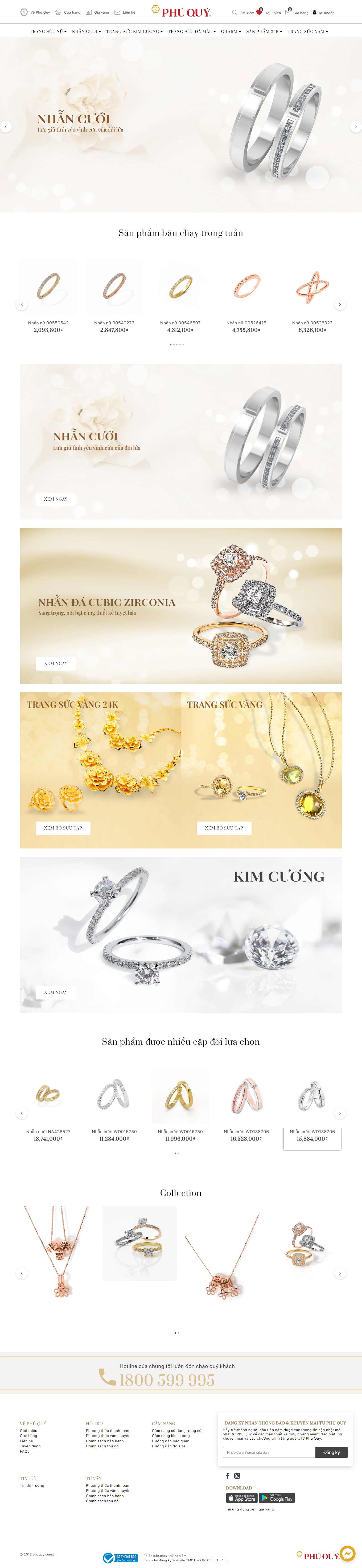 Thiết kế Web vàng bạc, đá quý, trang sức phuquy.com.vn