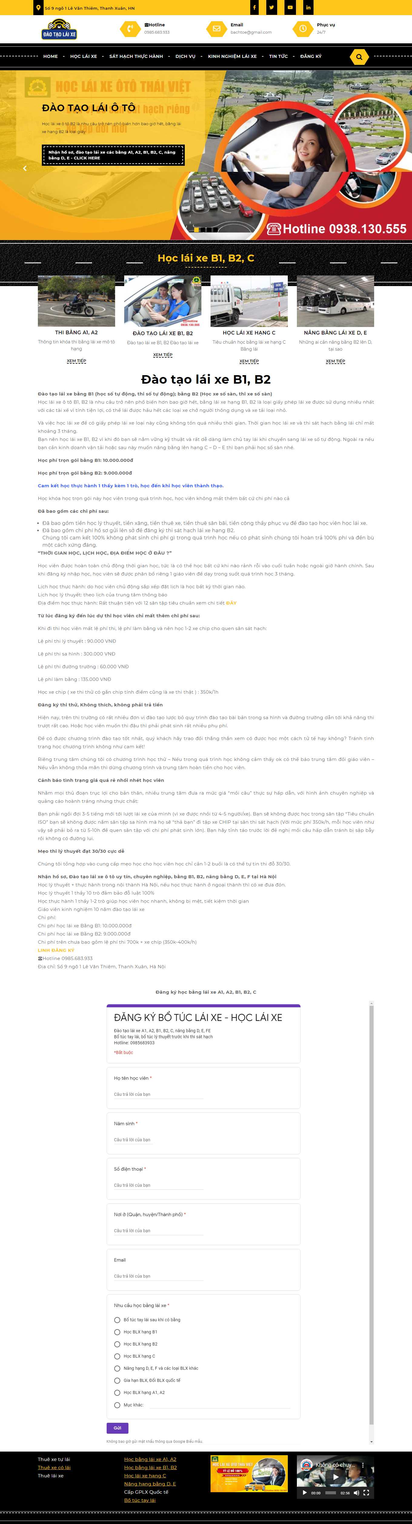 Thiết kế Web trung tâm đào tạo lái xe daotaolaioto.com