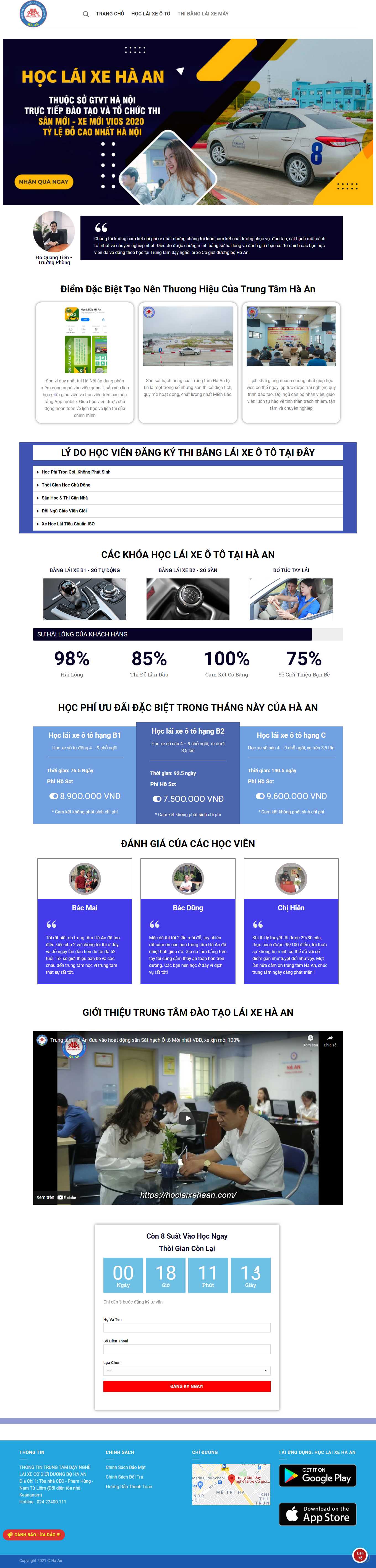 Thiết kế Web trung tâm đào tạo lái xe hoclaixeotouytin.vn