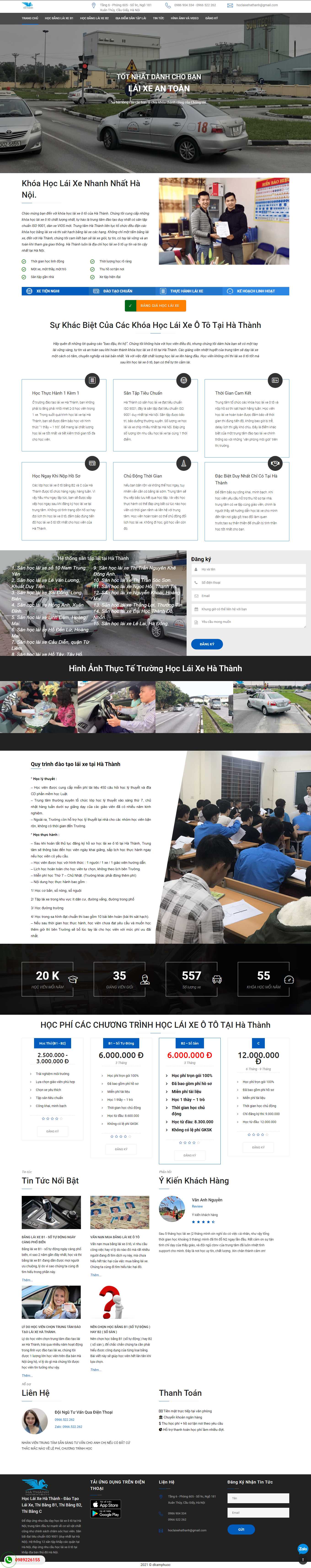 Thiết kế Web trung tâm đào tạo lái xe hoclaixehathanh.vn