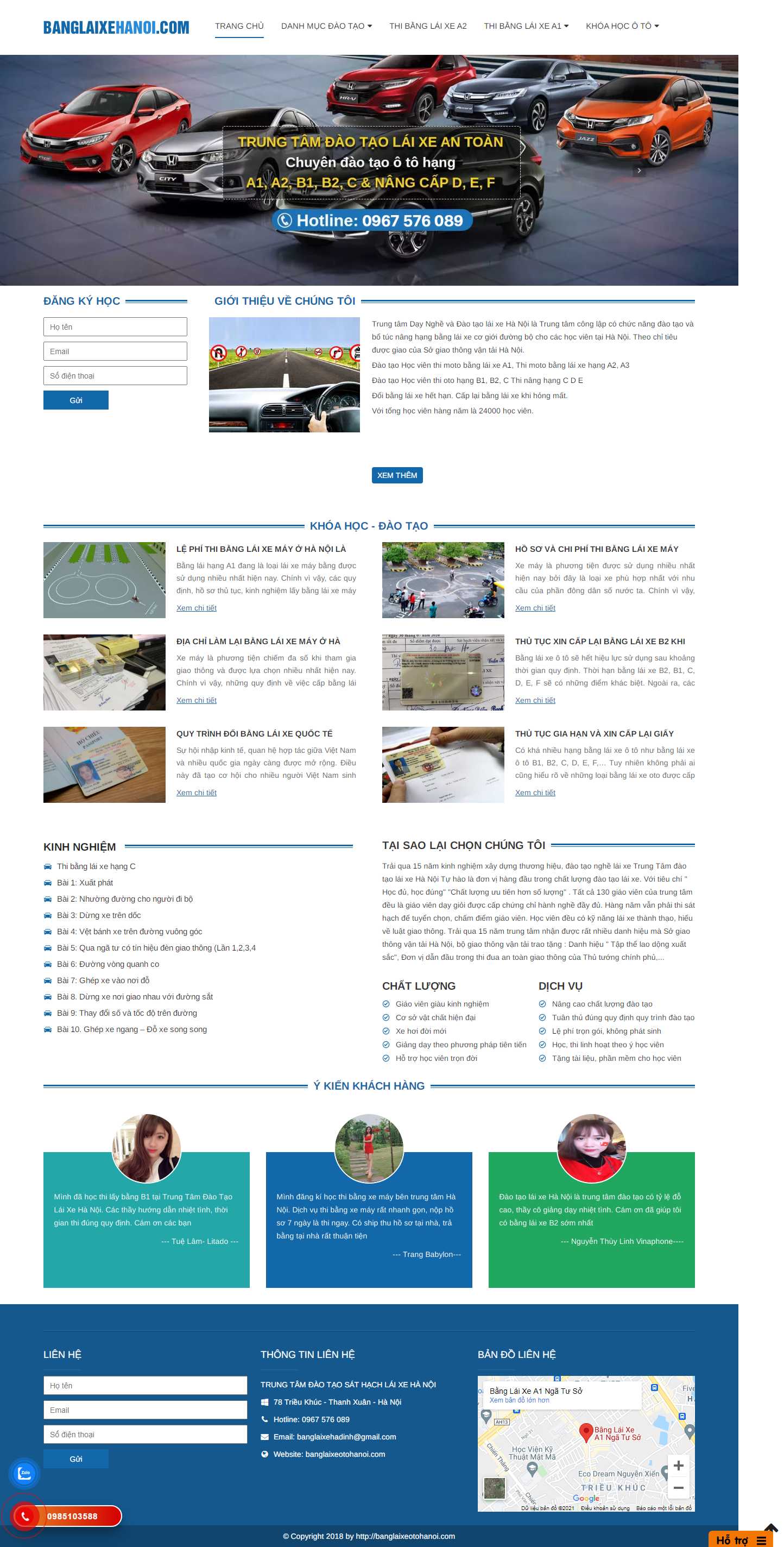 Thiết kế Web trung tâm đào tạo lái xe banglaixeotohanoi.com
