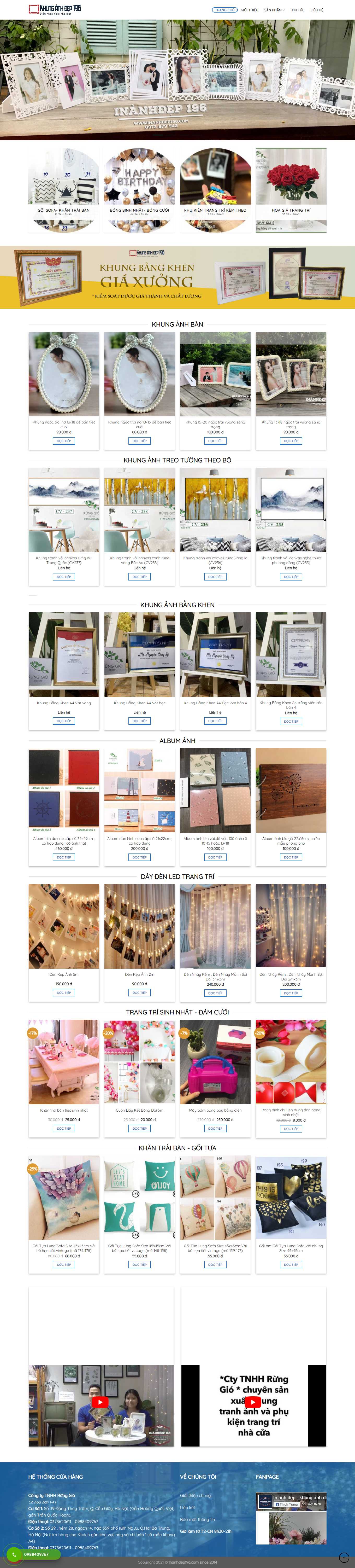 Thiết kế Web bán khung tranh ảnh inanhdep196.com