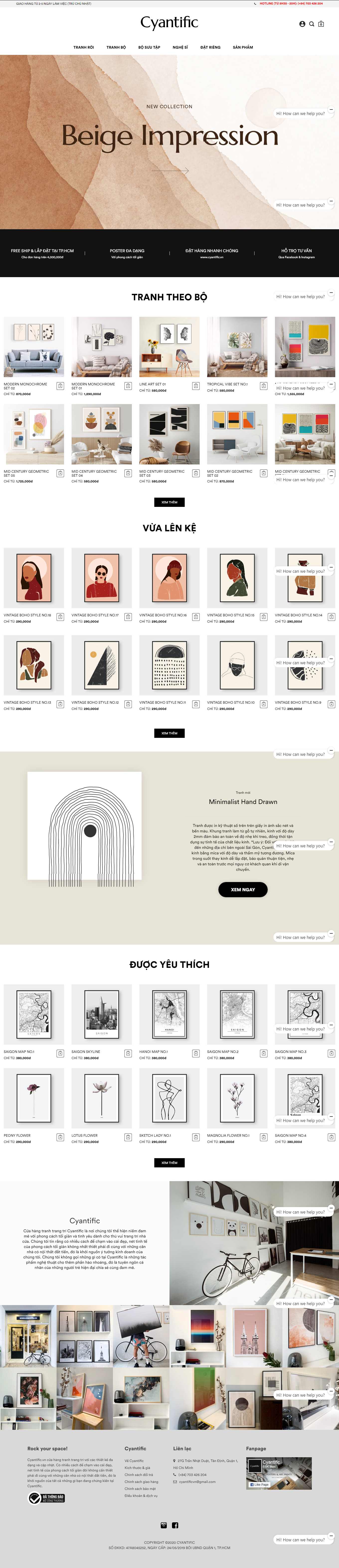 Thiết kế Web bán khung tranh ảnh cyantific.vn