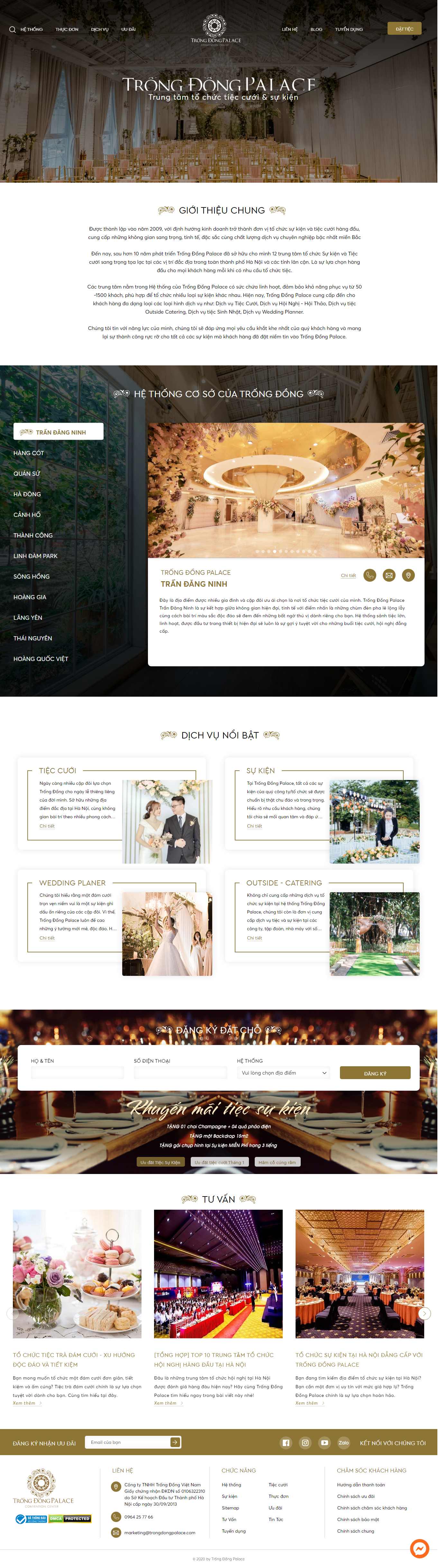 Thiết kế Web dịch vụ cưới hỏi trọn gói trongdongpalace.com