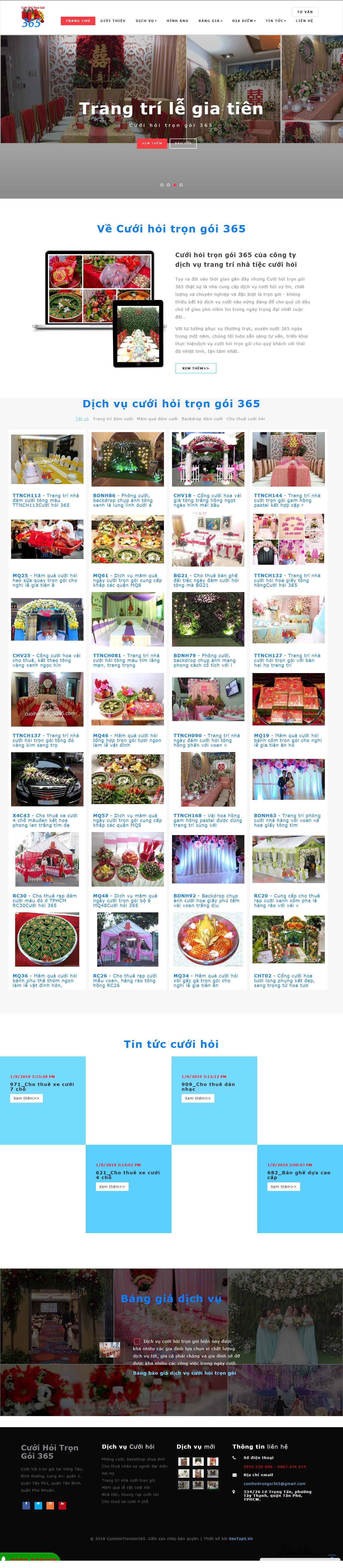 Thiết kế Web dịch vụ cưới hỏi trọn gói cuoihoitrongoi365.com
