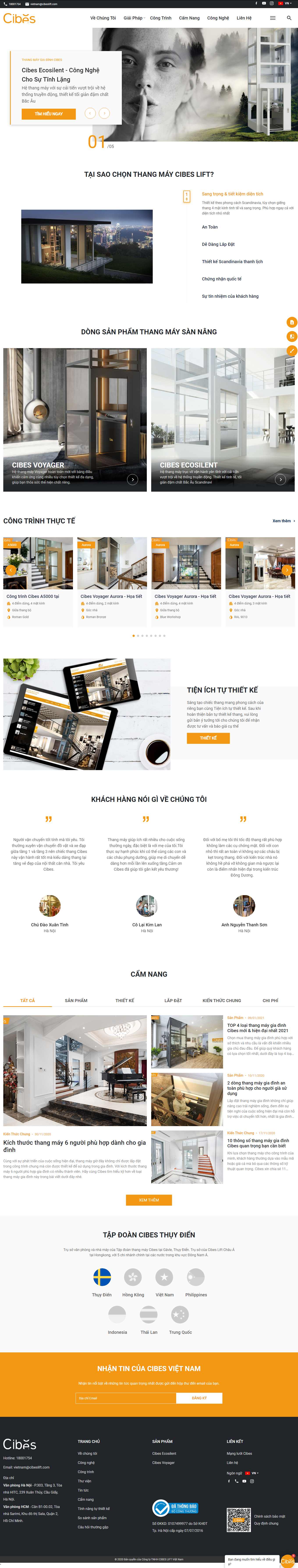 Thiết kế Web bán thang máy cibeslift.com.vn