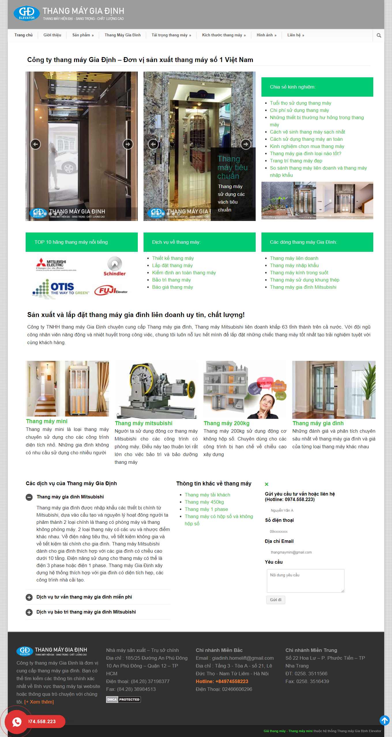 Thiết kế Web bán thang máy thangmaymini.com