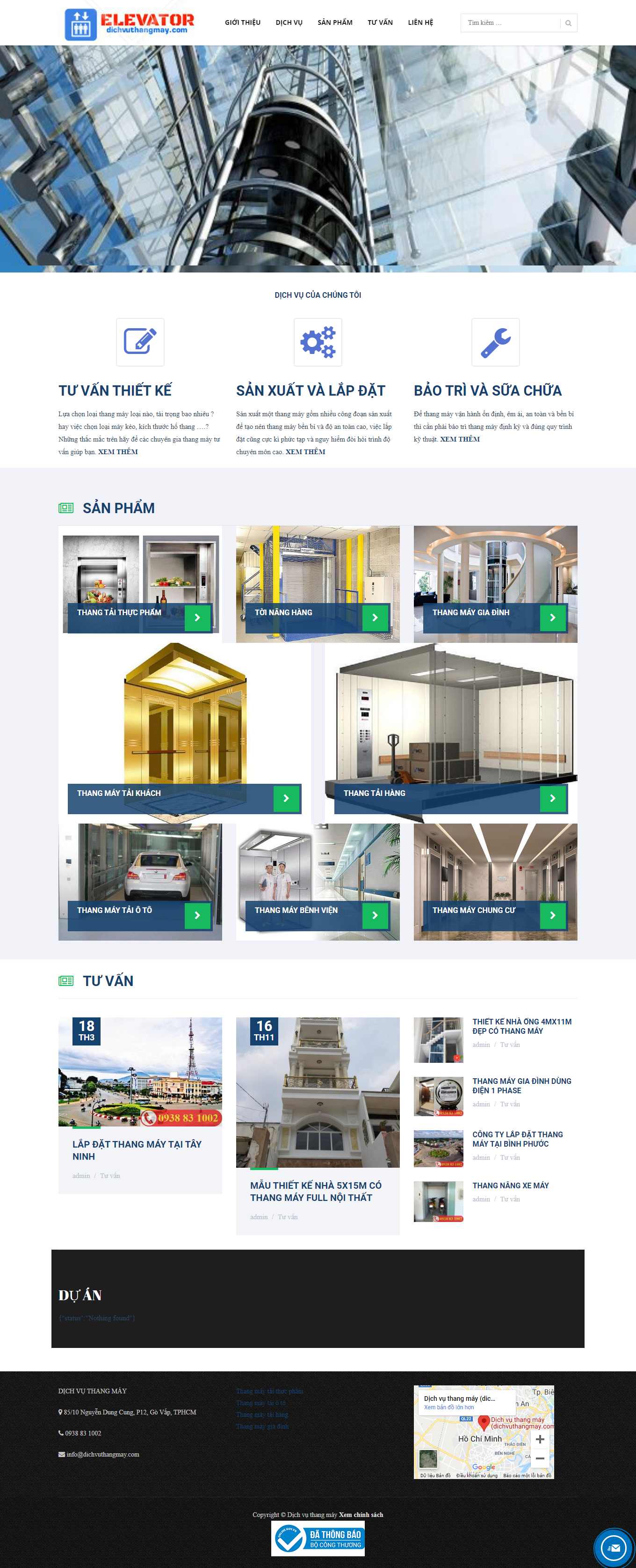 Thiết kế Web bán thang máy dichvuthangmay.com