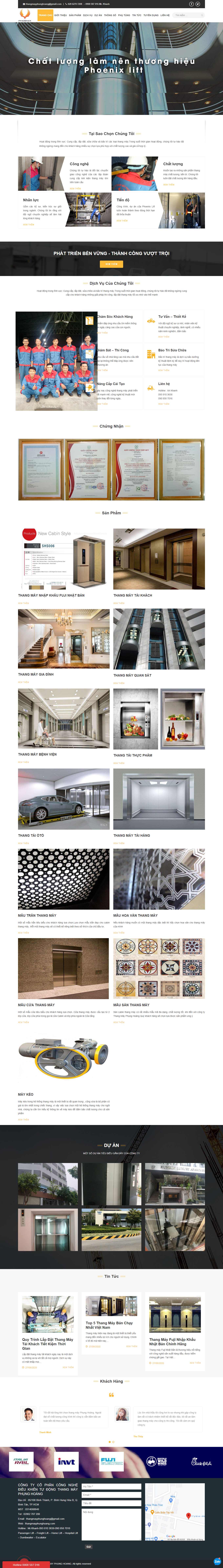 Thiết kế Web bán thang máy thangmayphunghoang.com