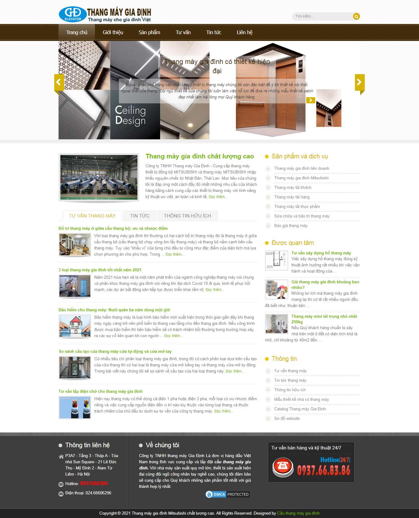 Thiết kế Web bán thang máy cauthangmay.com