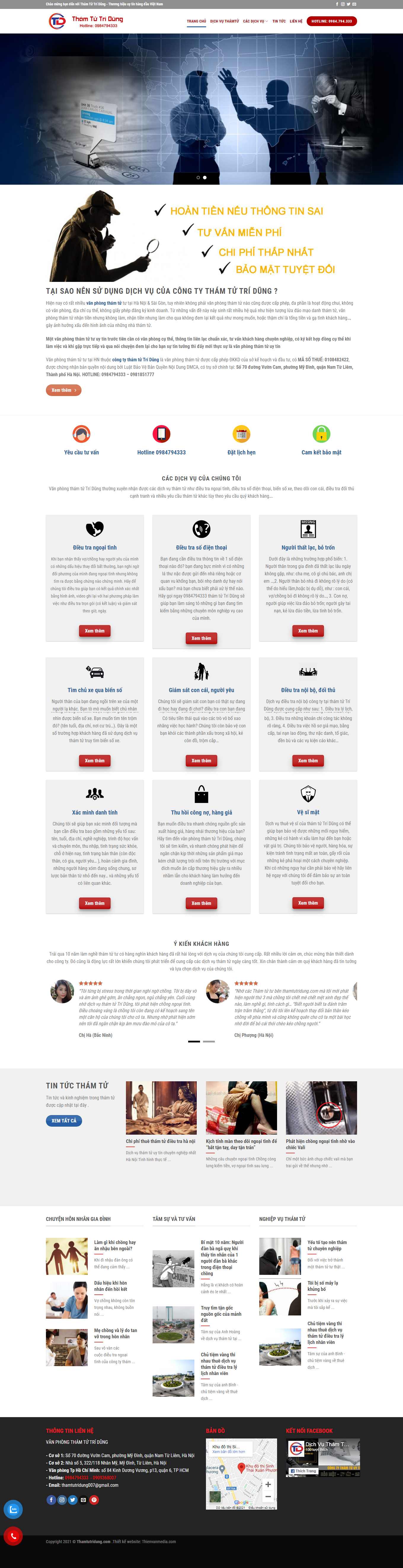 Thiết kế Web công ty thám tử thamtutridung.com