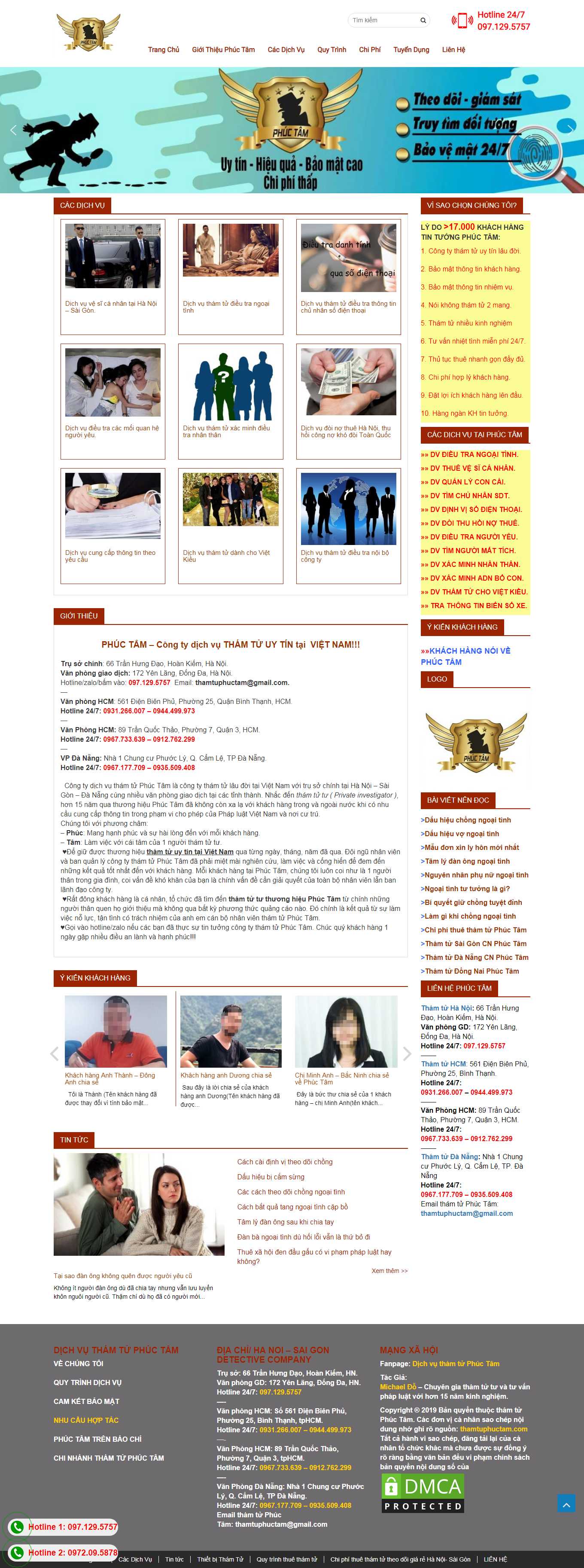 Thiết kế Web công ty thám tử thamtuphuctam.com