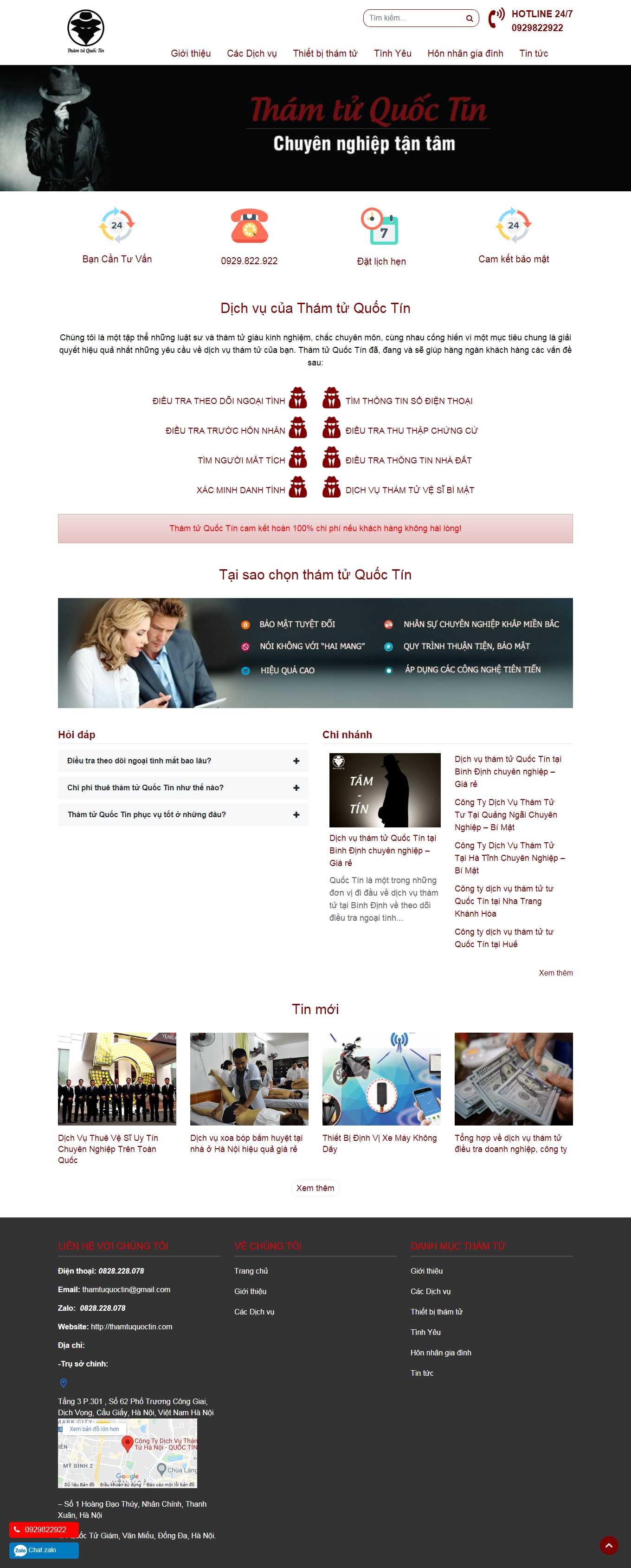 Thiết kế Web công ty thám tử thamtuquoctin.com