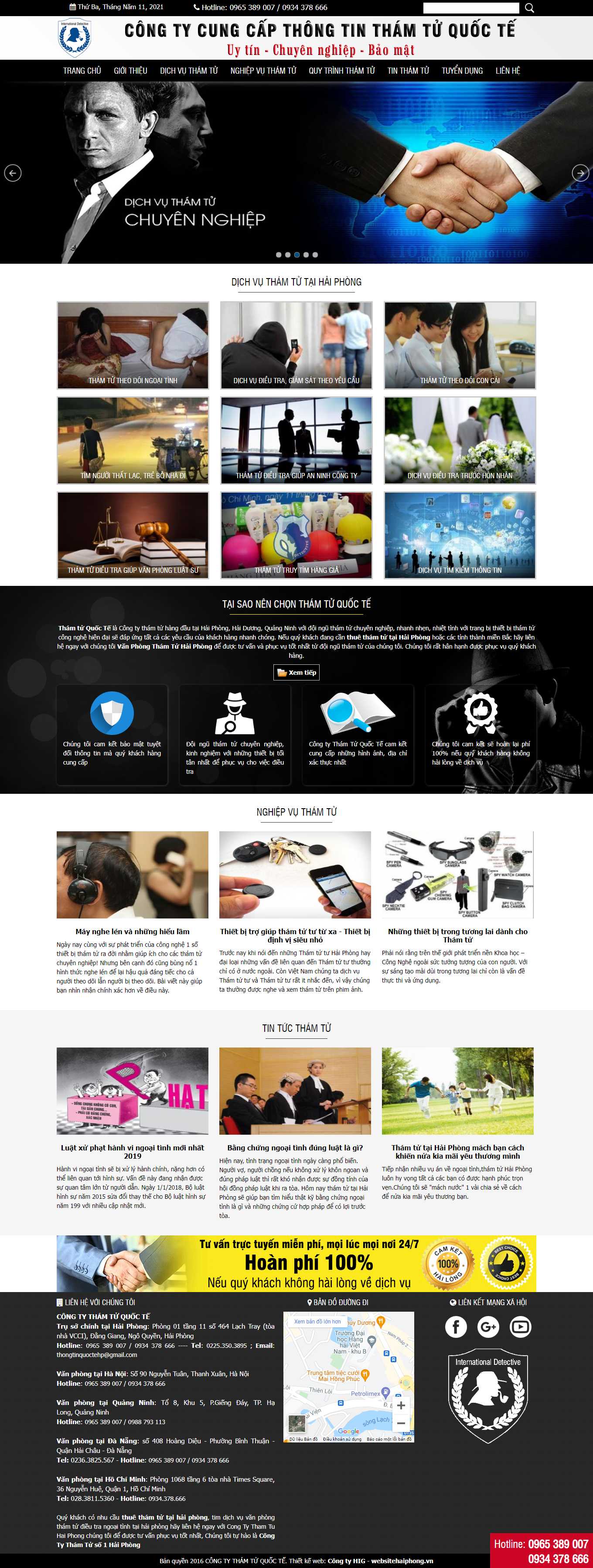 Thiết kế Web công ty thám tử thamtutuhaiphong.net