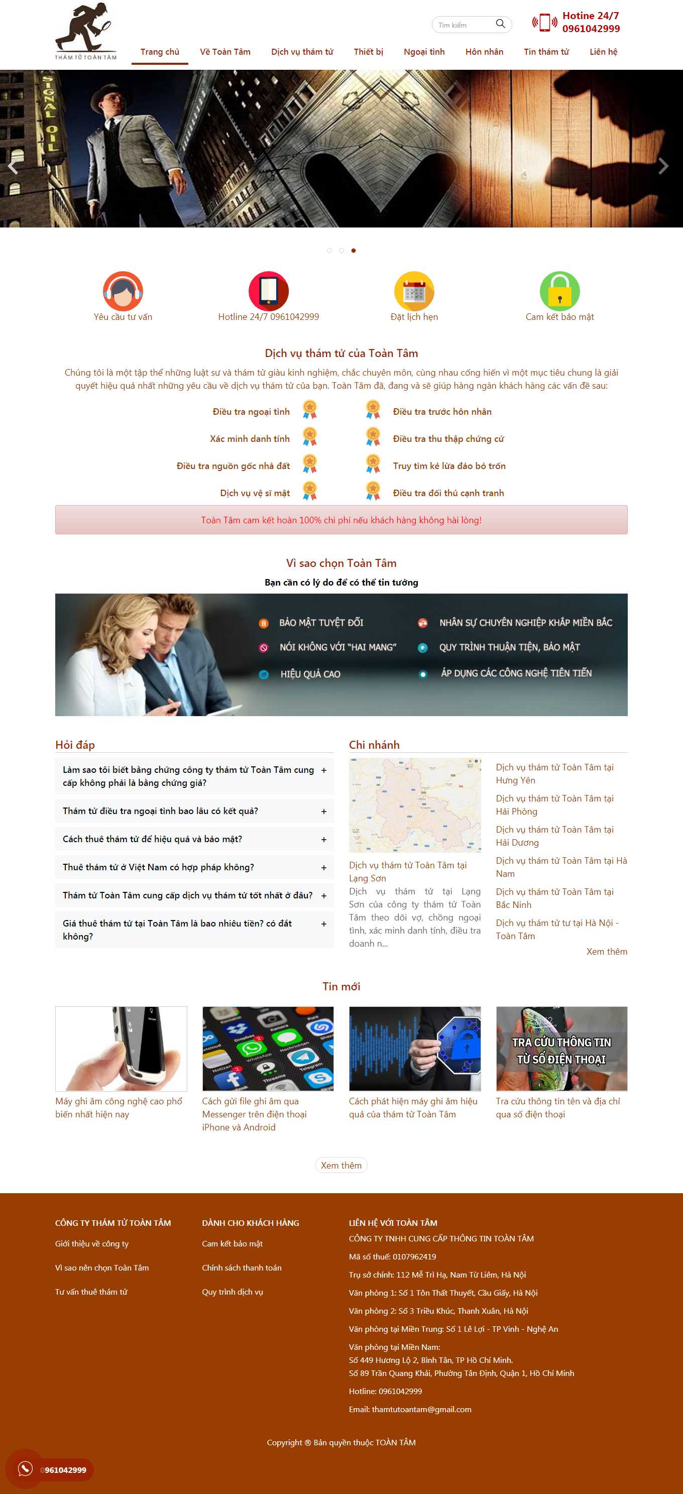 Thiết kế Web công ty thám tử thamtutoantam.vn