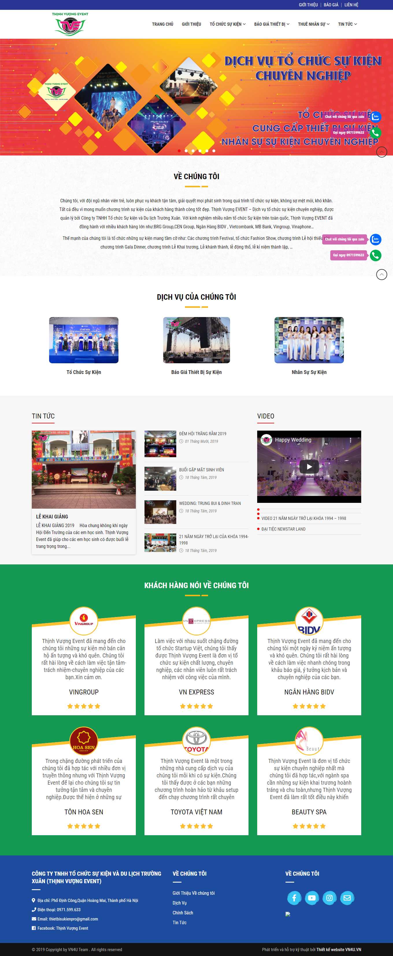 Thiết kế Web tổ chức sự kiện, truyền thông thinhvuongevent.com