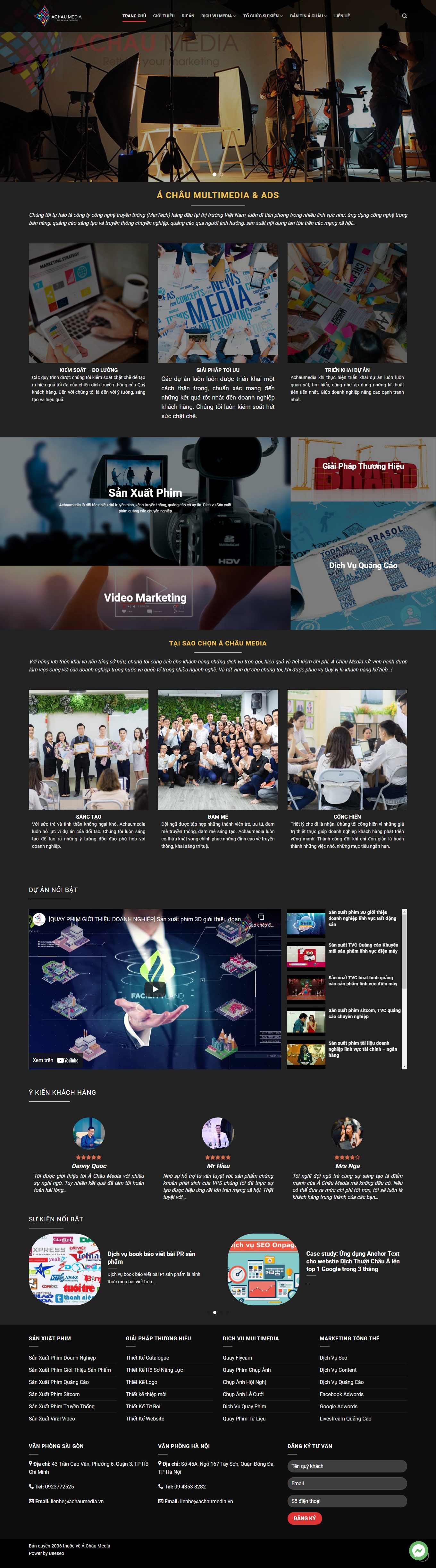 Thiết kế Web tổ chức sự kiện, truyền thông achaumedia.vn