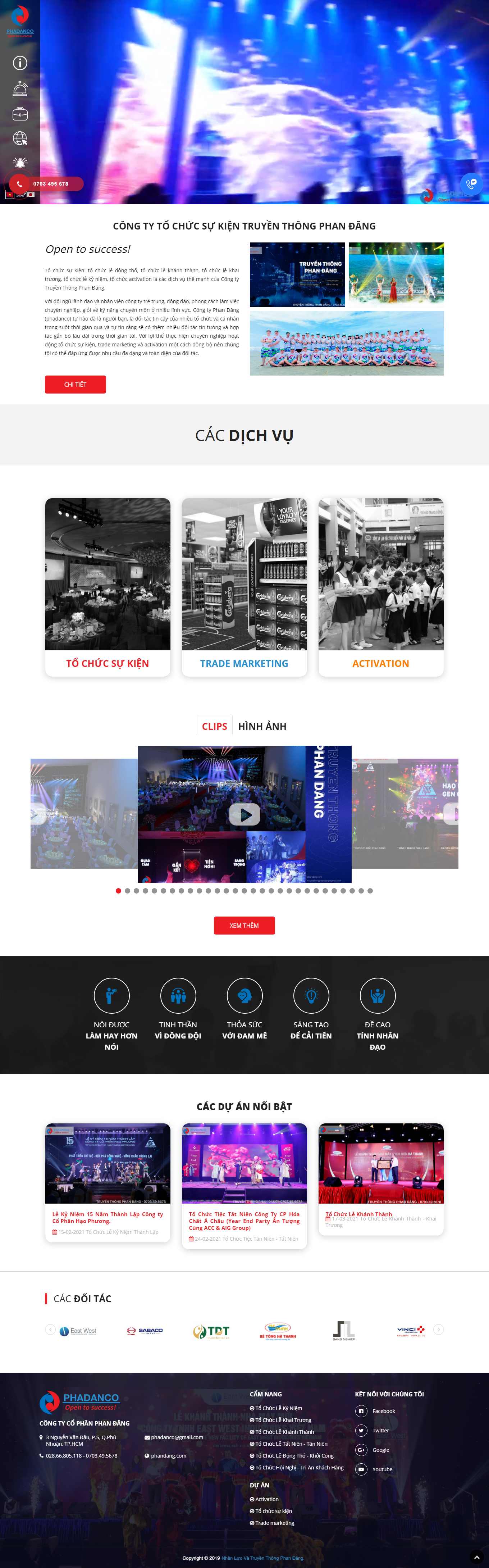 Thiết kế Web tổ chức sự kiện, truyền thông phandang.com