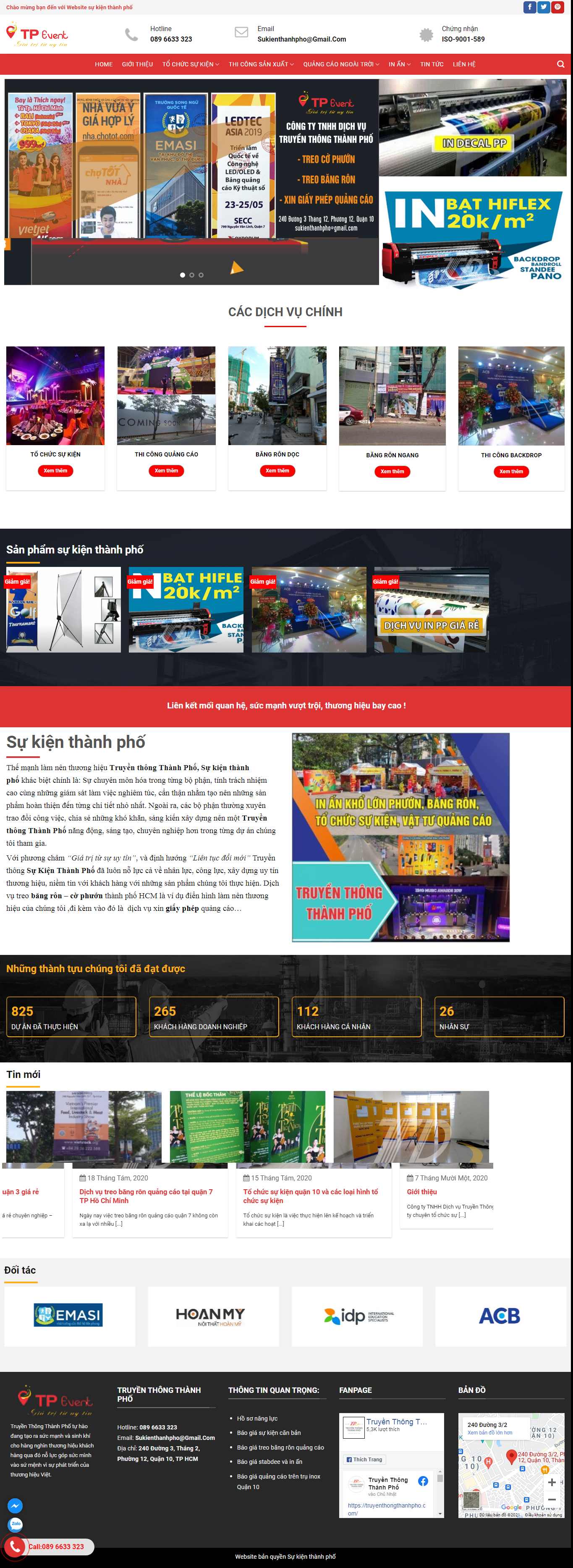 Thiết kế Web tổ chức sự kiện, truyền thông sukienthanhpho.com