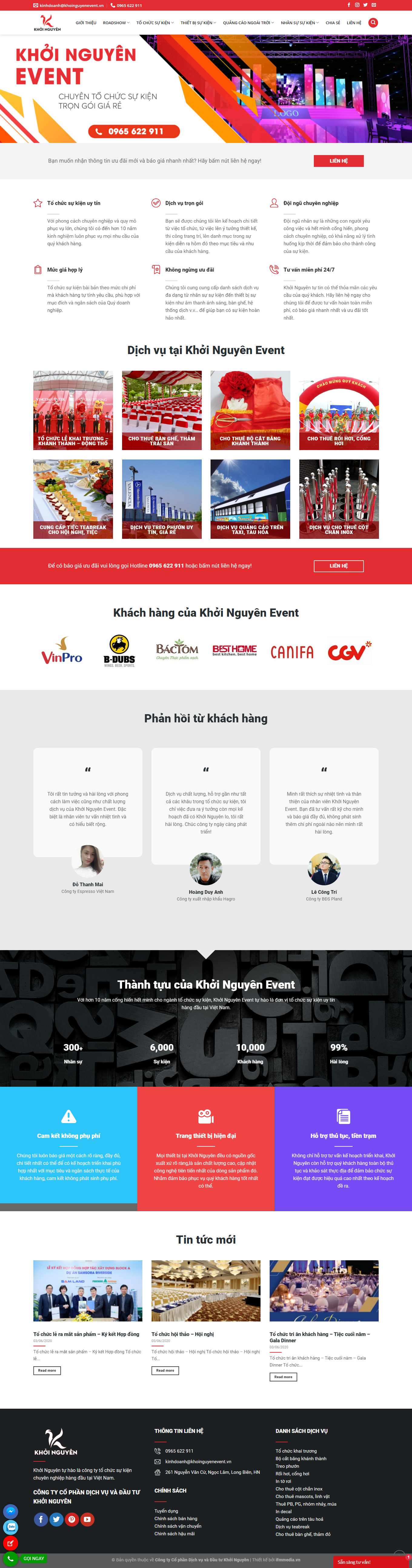 Thiết kế Web tổ chức sự kiện, truyền thông khoinguyenevent.vn