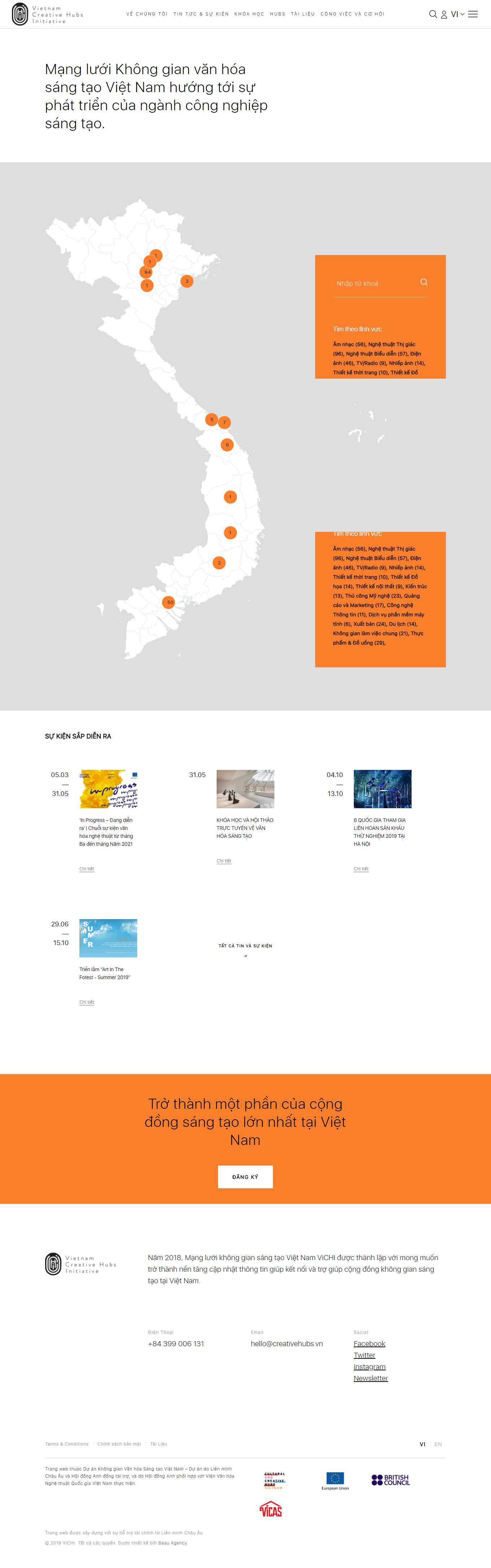 Thiết kế Web tổ chức sự kiện, truyền thông creativehubs.vn