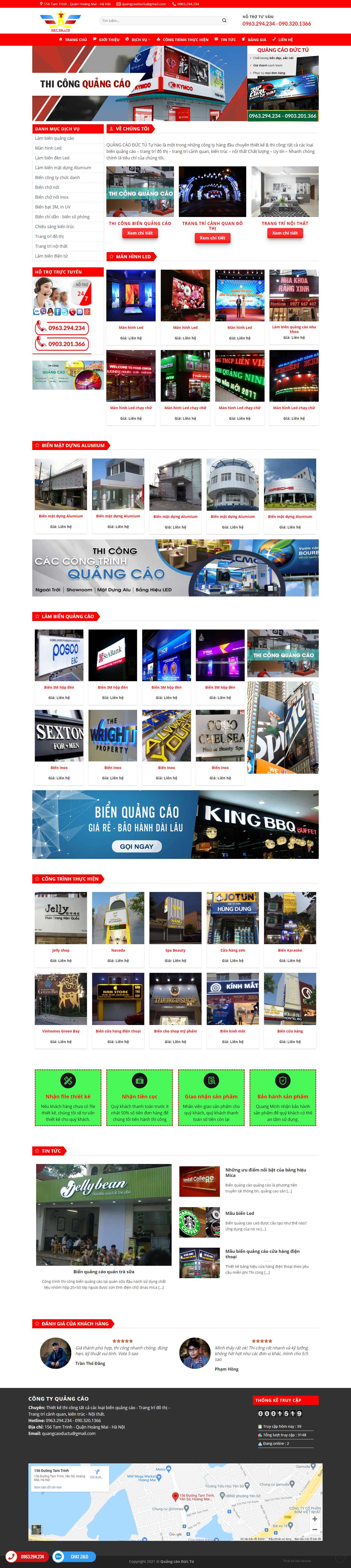 Thiết kế Web làm biển quảng cáo quangcaoductu.com