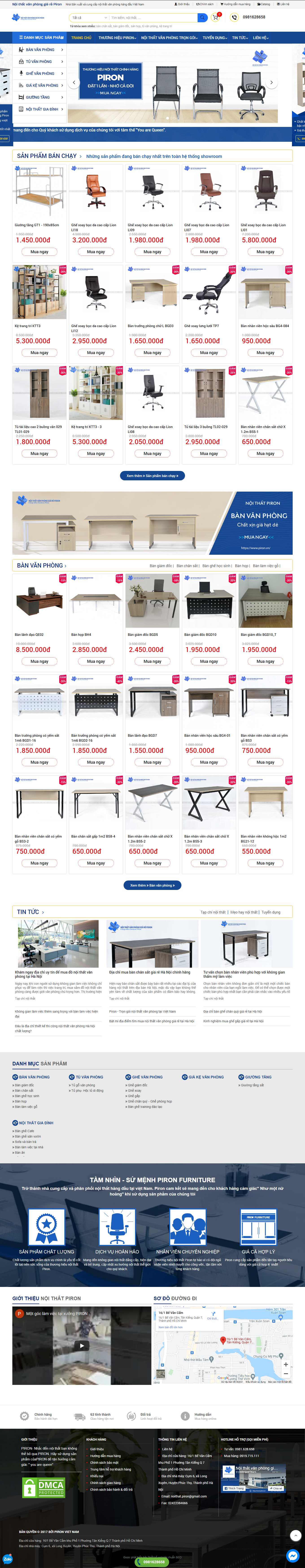 Thiết kế Web bán bàn ghế văn phòng piron.vn