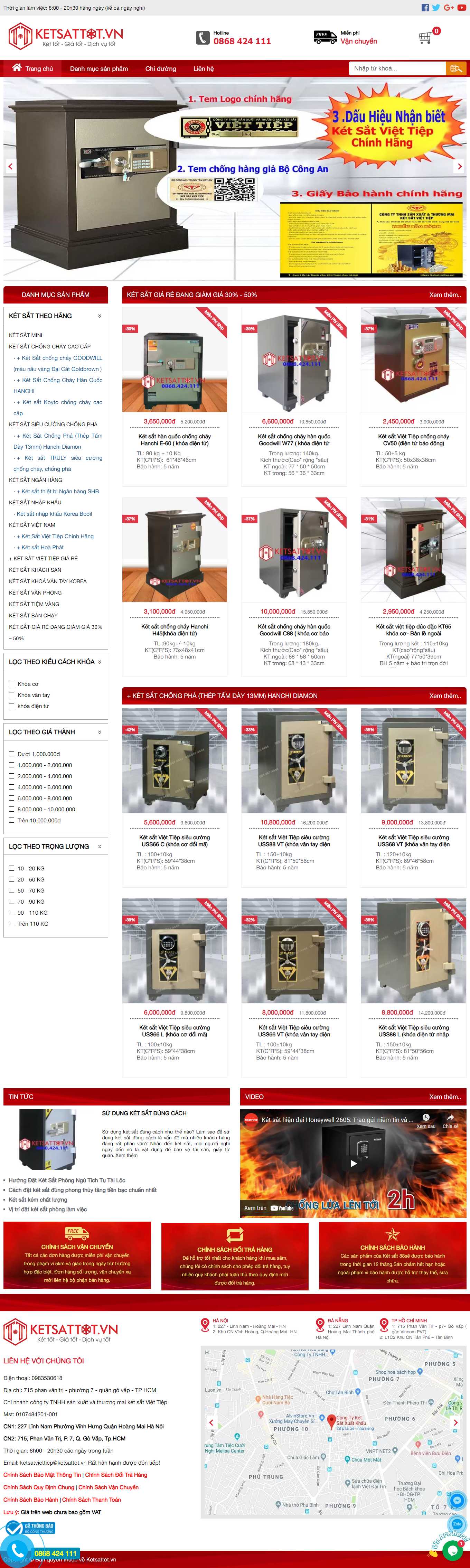 Thiết kế Web bán két sắt ketsattot.vn
