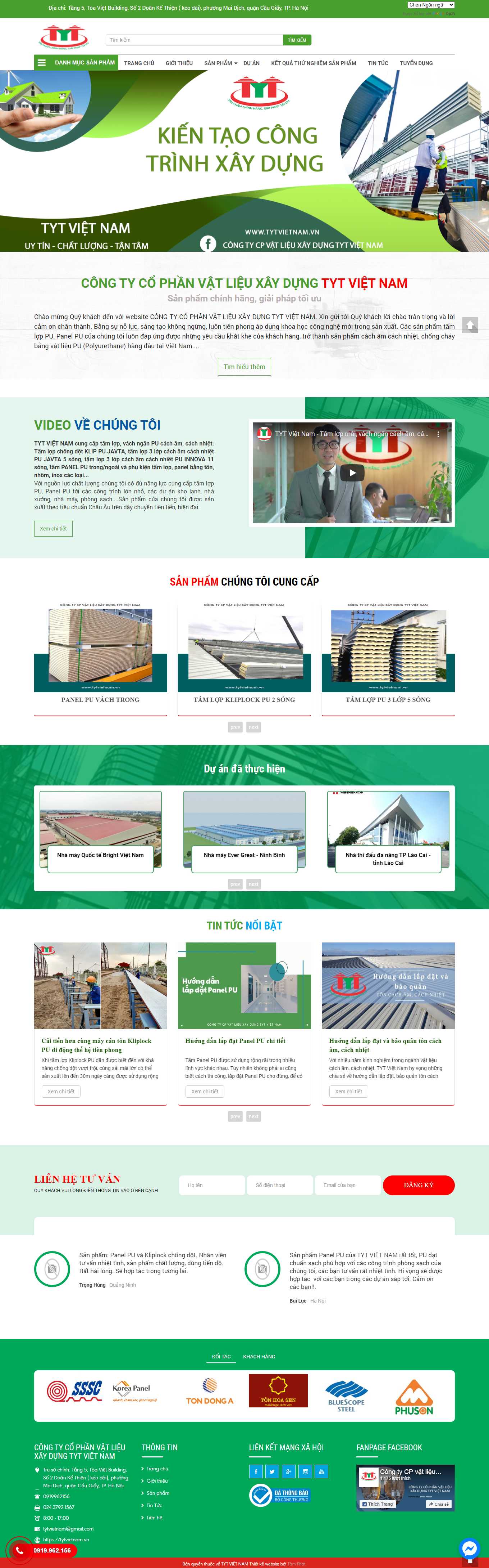 Thiết kế Web tấm lợp nhựa, tôn kim loại tytvietnam.vn