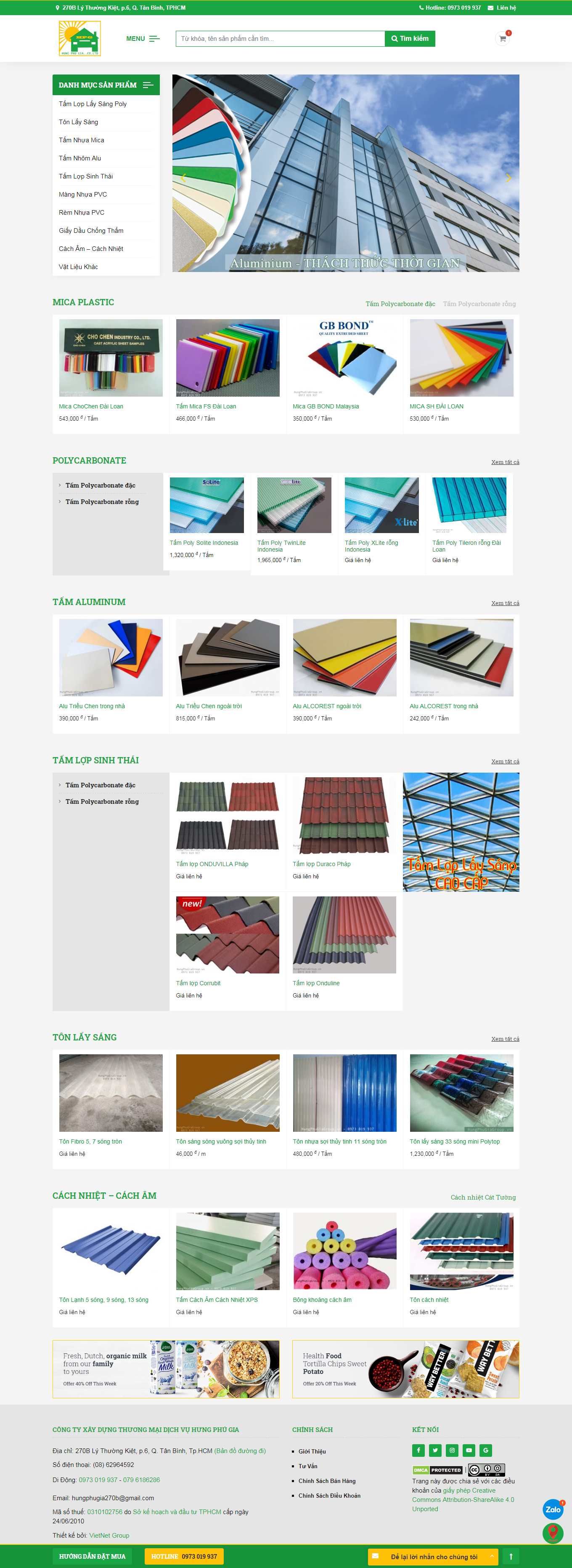 Thiết kế Web tấm lợp nhựa, tôn kim loại hungphugiagroup.vn