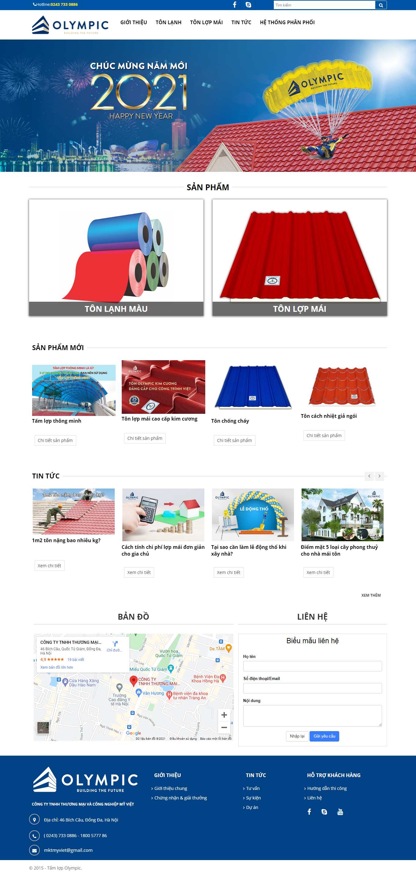 Thiết kế Web tấm lợp nhựa, tôn kim loại tamlopolympic.vn