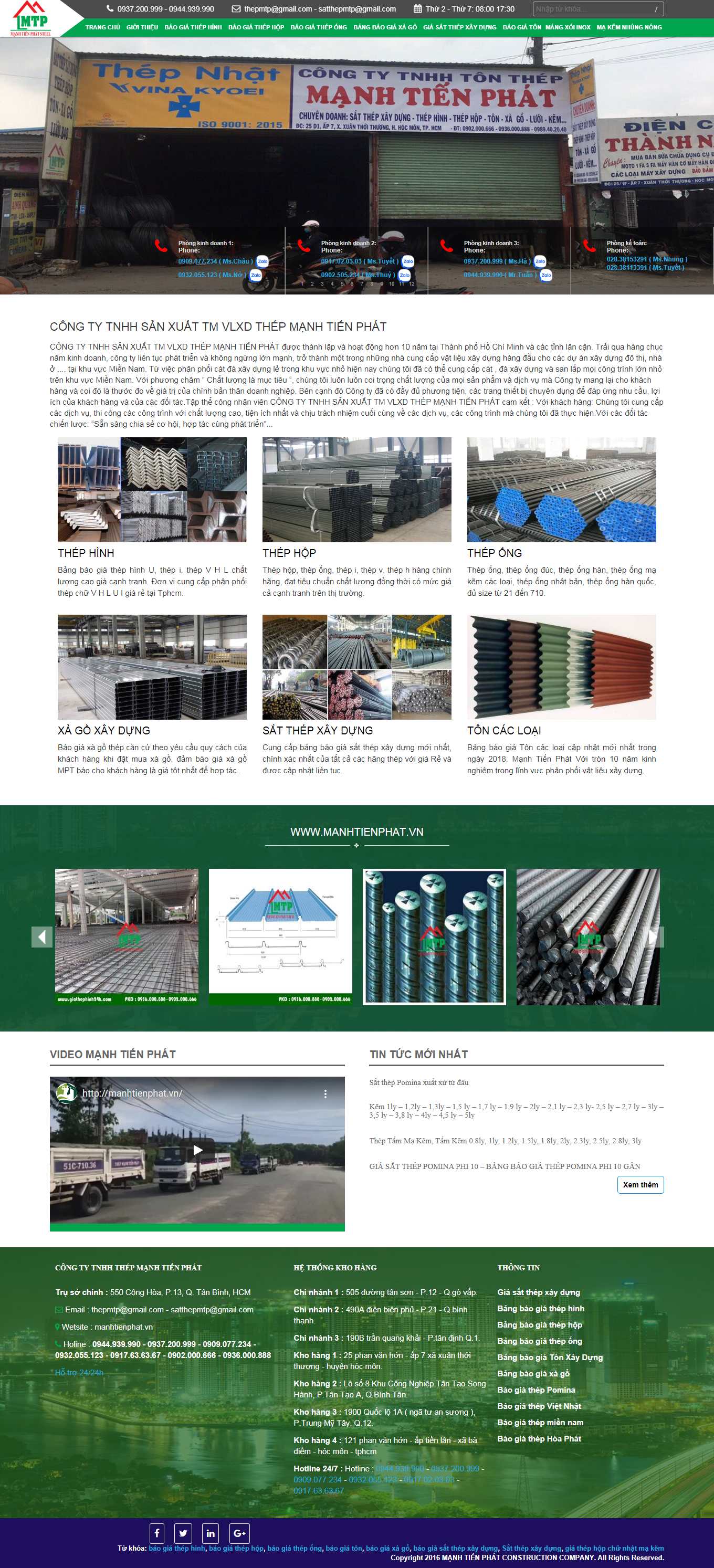 Thiết kế Web tấm lợp nhựa, tôn kim loại manhtienphat.vn