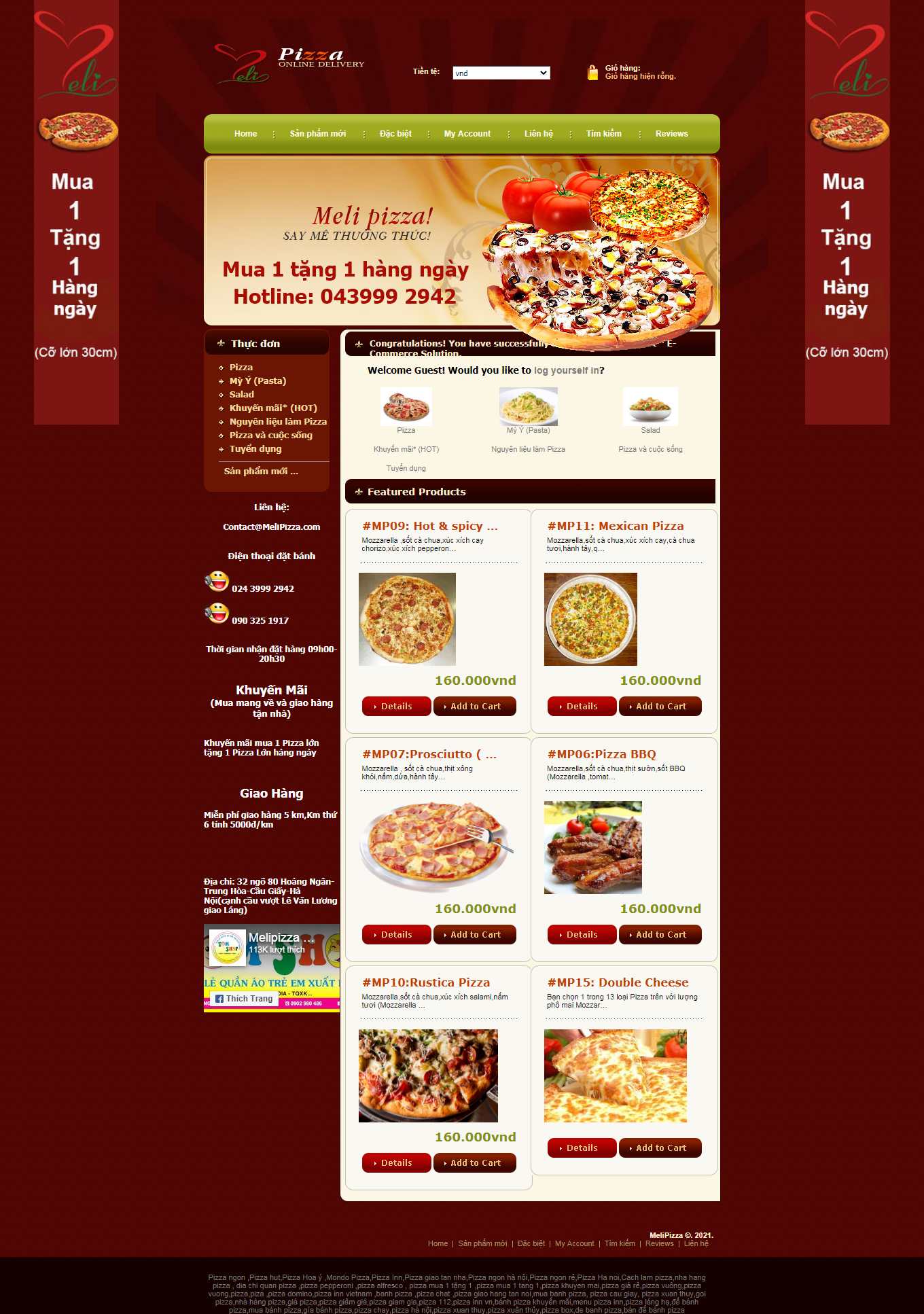 Thiết kế Web bán bánh pizza melipizza.com