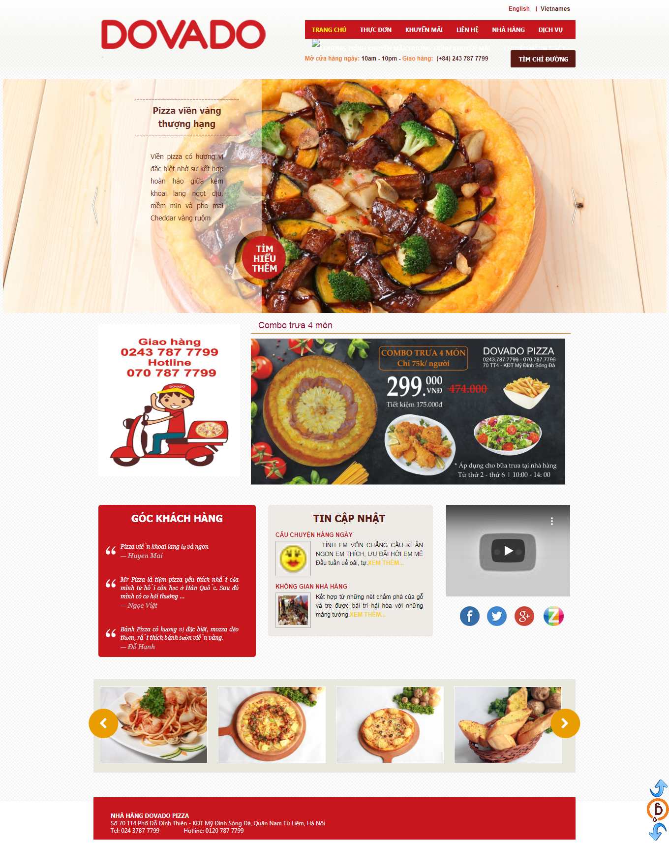 Thiết kế Web bán bánh pizza dovado.com.vn