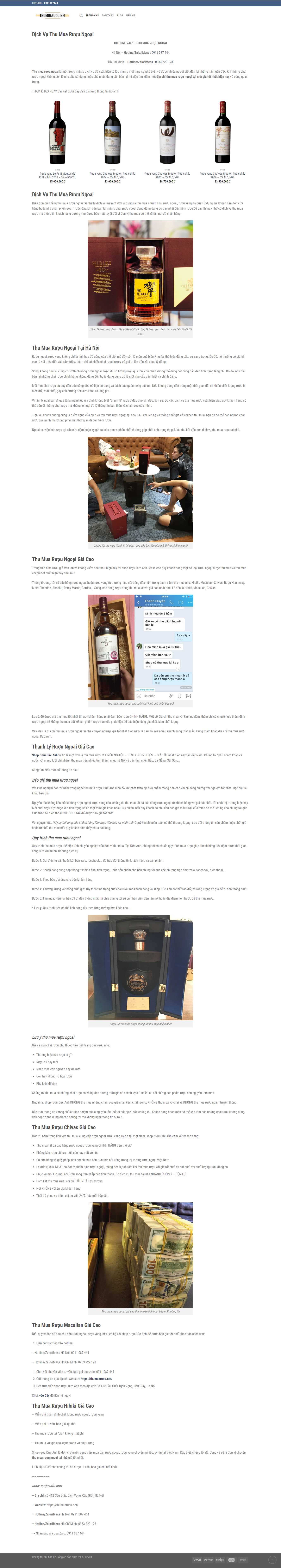 Thiết kế Web bán rượu tây, rượu ta, rượu ngoại thumuaruou.net