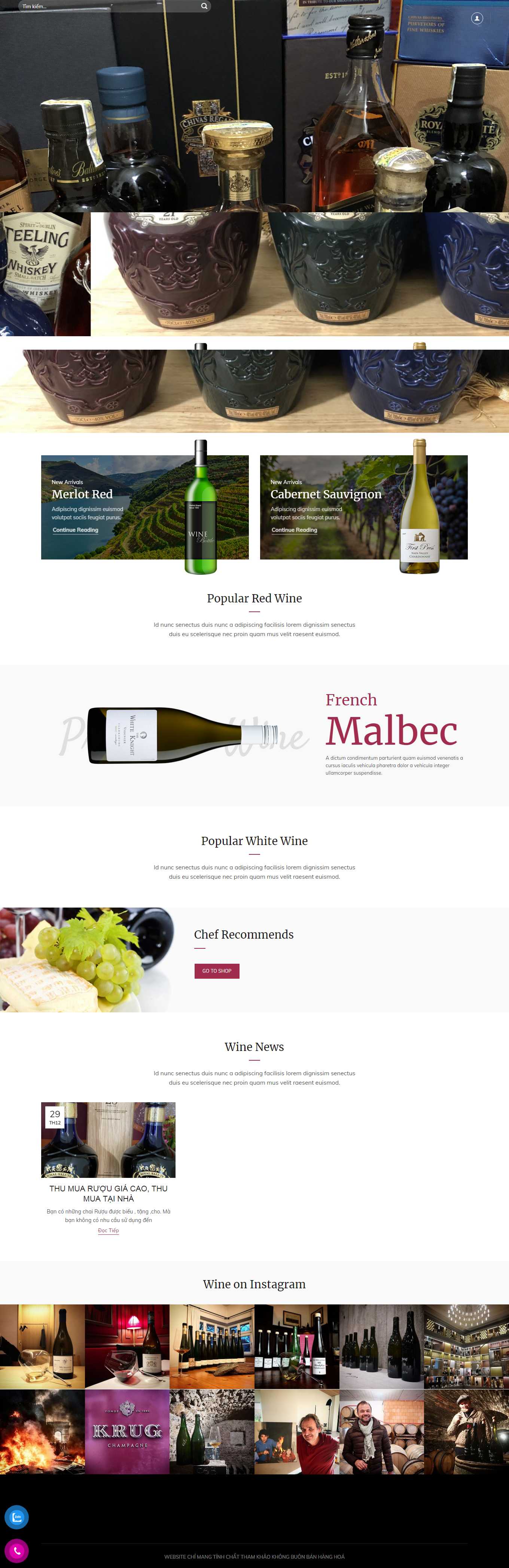 Thiết kế Web bán rượu tây, rượu ta, rượu ngoại thumuaruoutainha.com