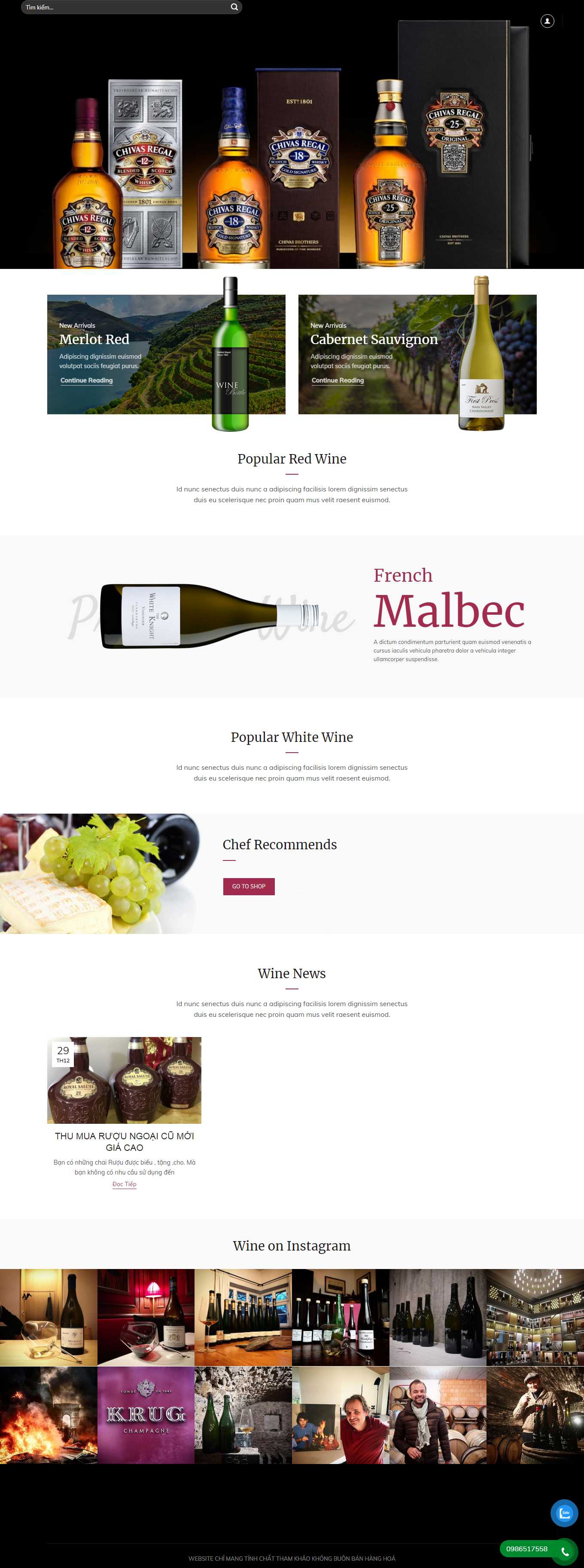 Thiết kế Web bán rượu tây, rượu ta, rượu ngoại thumuaruoungoaigiacao.com